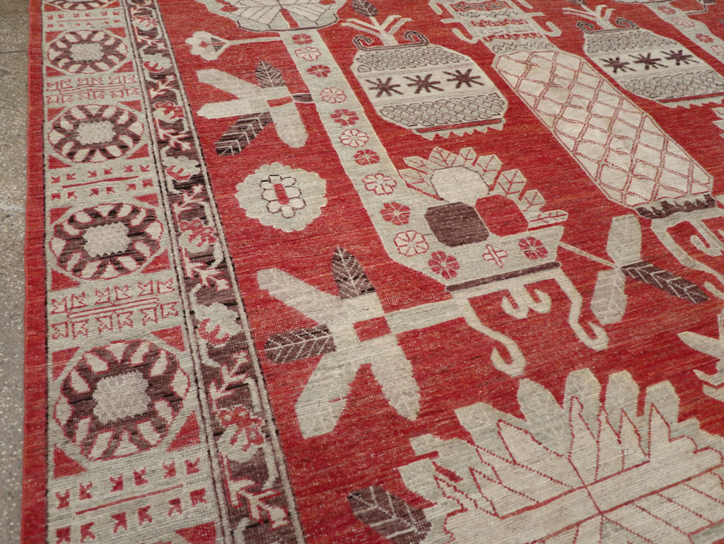 Modern East Turkestan Khotan Room Size Carpet, No.32156 - Staging