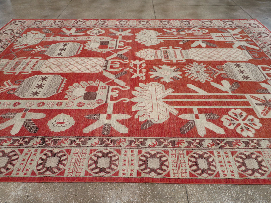 Modern East Turkestan Khotan Room Size Carpet, No.32156 - Staging
