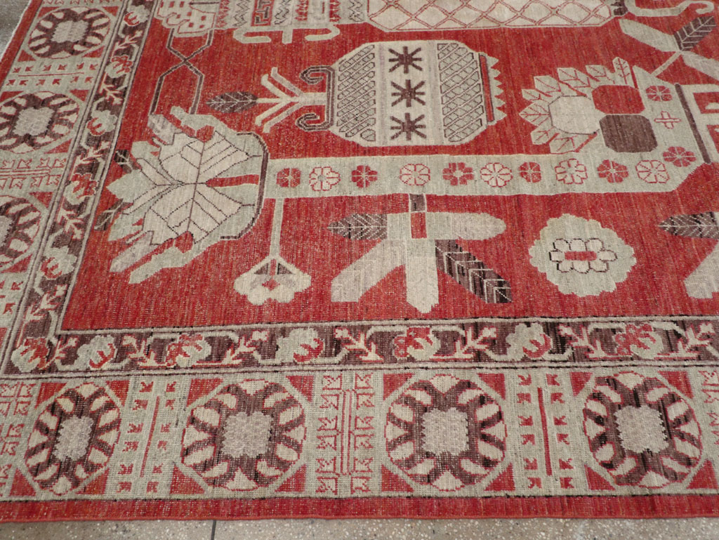 Modern East Turkestan Khotan Room Size Carpet, No.32156 - Staging