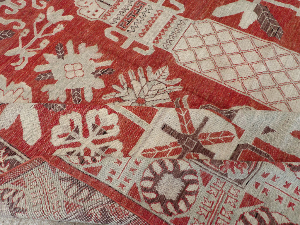 Modern East Turkestan Khotan Room Size Carpet, No.32156 - Staging