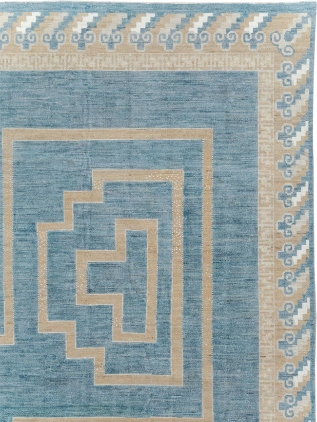 African Tuareg Inspired Modern East Turkestan Khotan Room Size Carpet, No.32160 - Staging