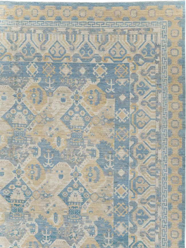 Modern East Turkestan Khotan Room Size Carpet, No.32161 - Staging