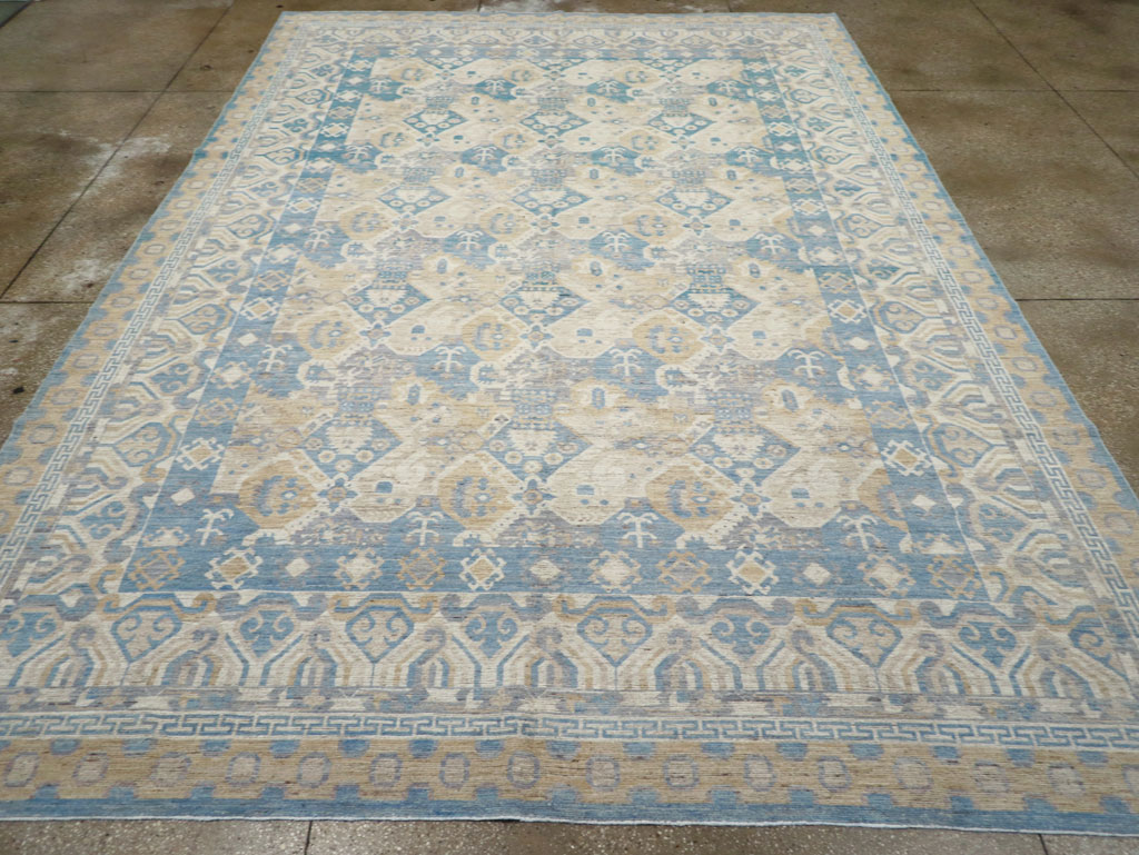 Modern East Turkestan Khotan Room Size Carpet, No.32161 - Staging