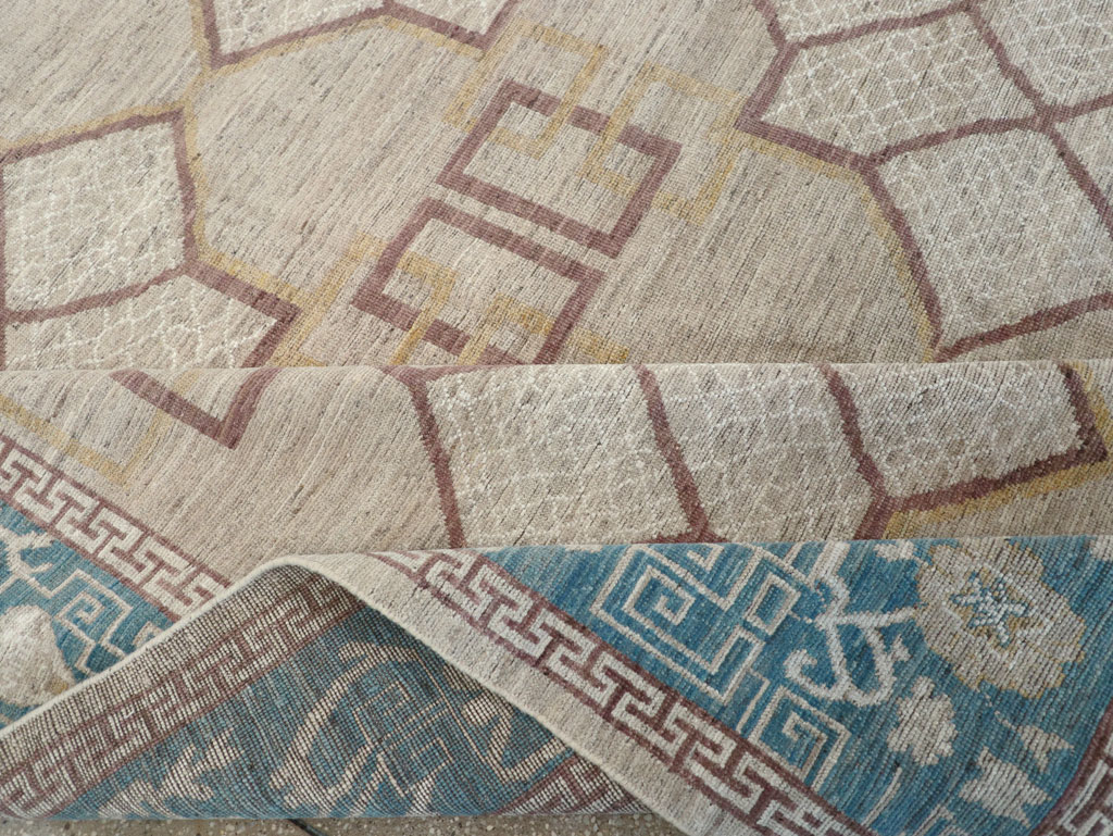 Modern East Turkestan Khotan Room Size Carpet, No.32163 - Staging