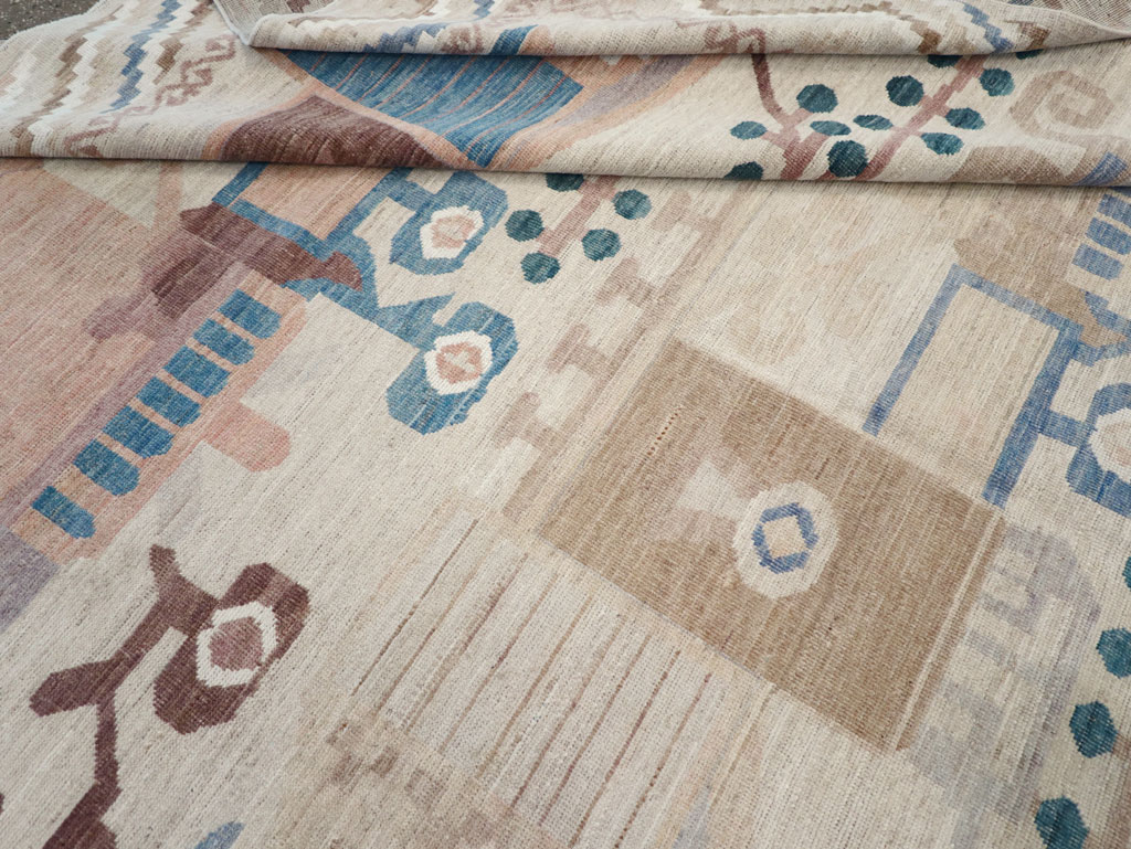 Modern East Turkestan Vase Khotan Room Size Carpet, No.32167 - Staging