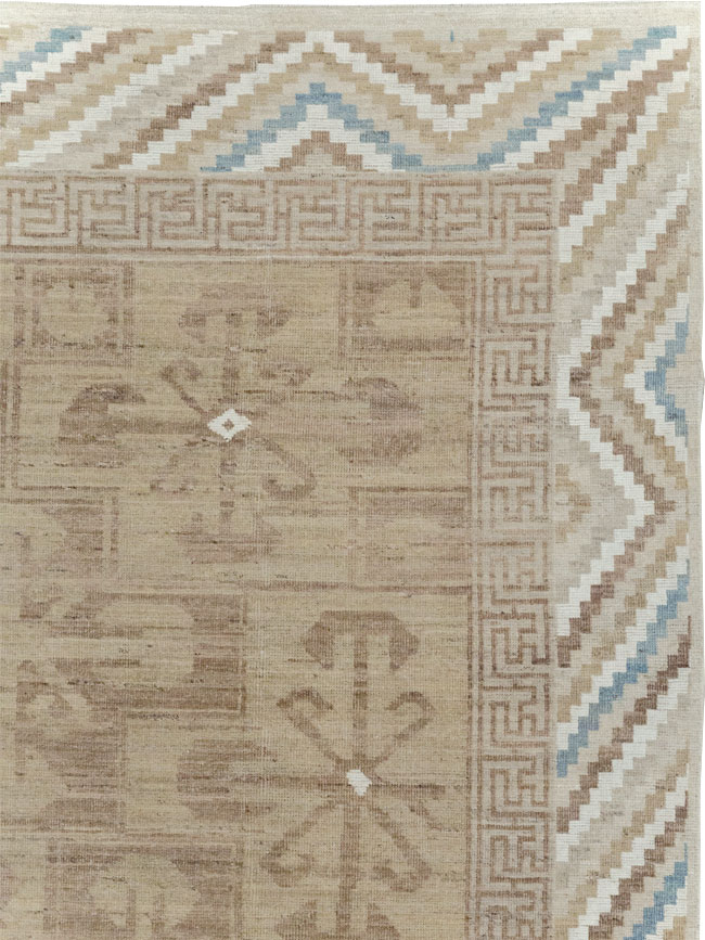 Modern East Turkestan Khotan Room Size Carpet, No.32168 - Staging