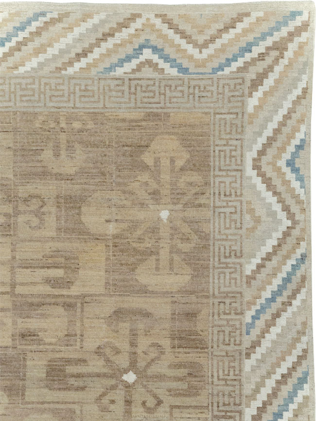 Modern East Turkestan Khotan Room Size Carpet, No.32168 - Staging