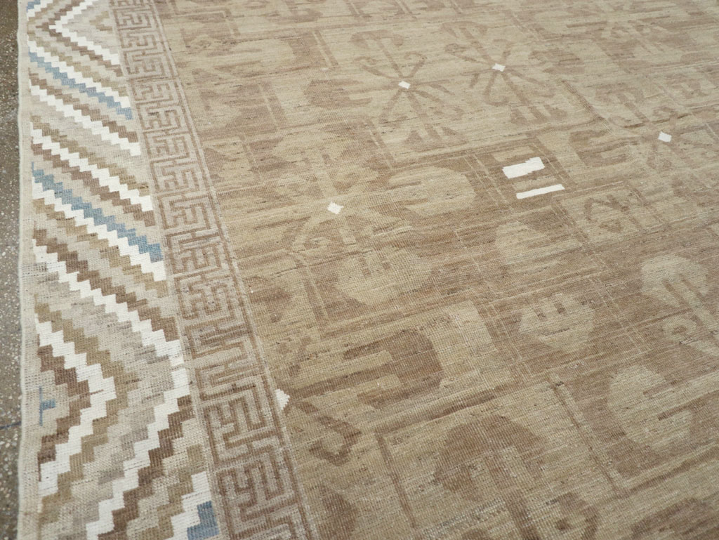 Modern East Turkestan Khotan Room Size Carpet, No.32168 - Staging