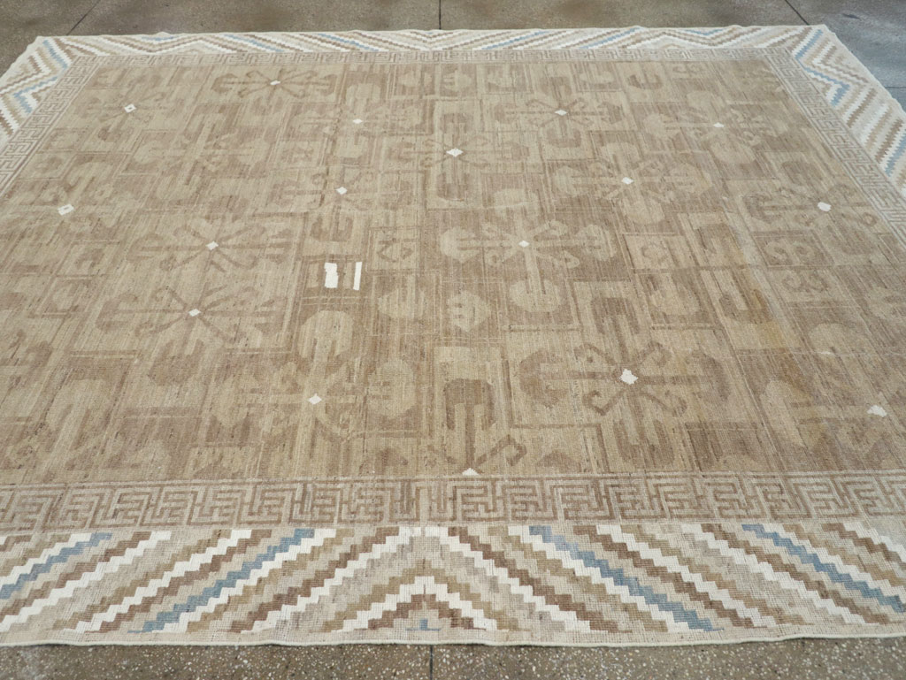 Modern East Turkestan Khotan Room Size Carpet, No.32168 - Staging