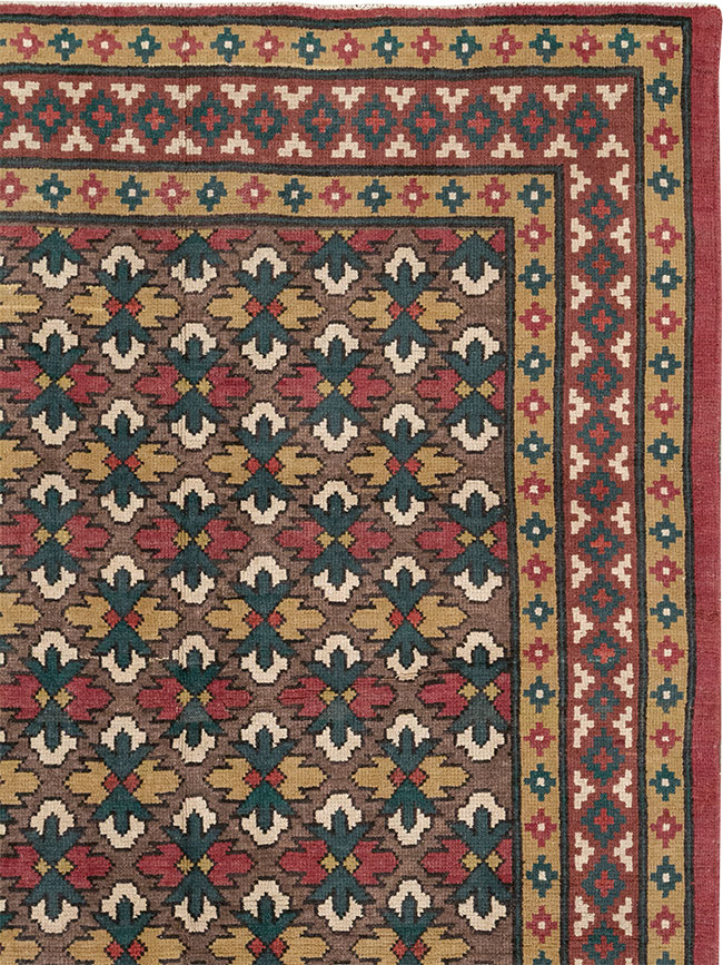 Vintage East Turkestan Samarkand Room Size Carpet, No.32169 - Staging