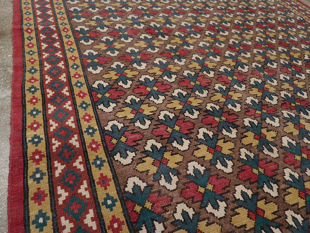 Vintage East Turkestan Samarkand Room Size Carpet, No.32169 - Staging