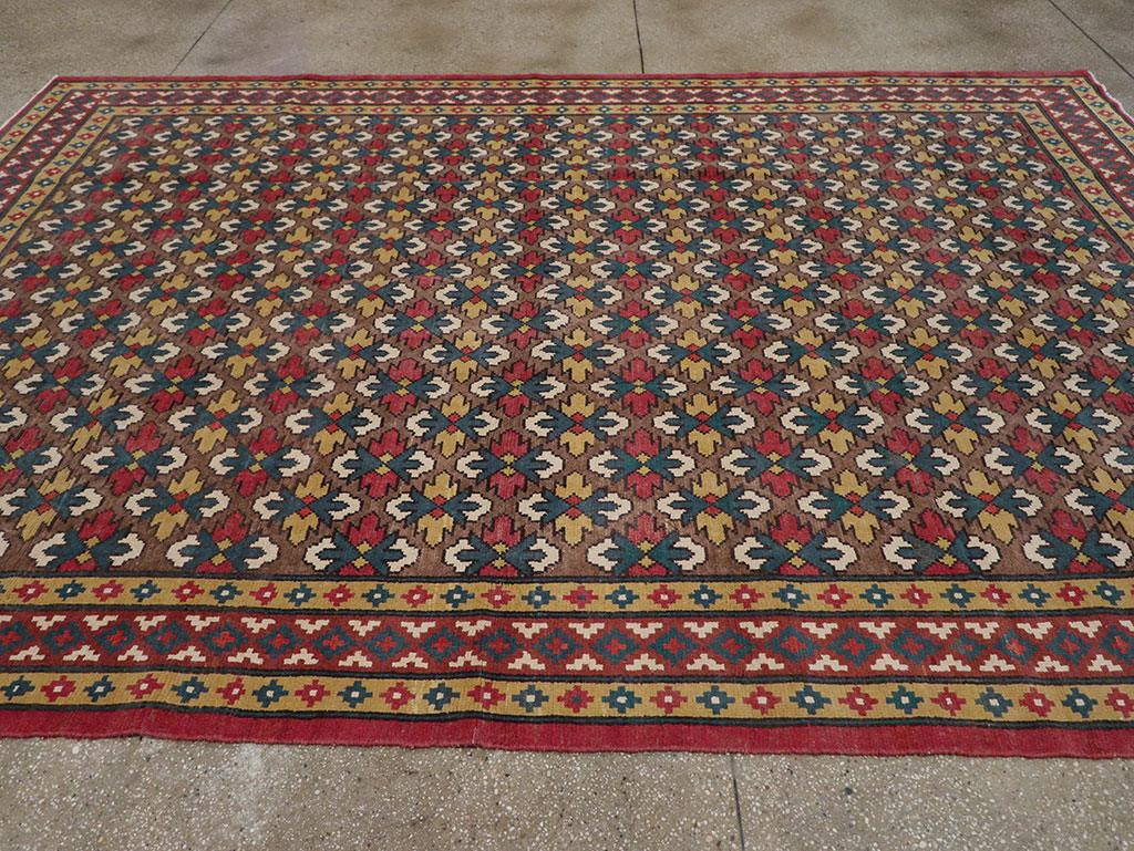 Vintage East Turkestan Samarkand Room Size Carpet, No.32169 - Staging