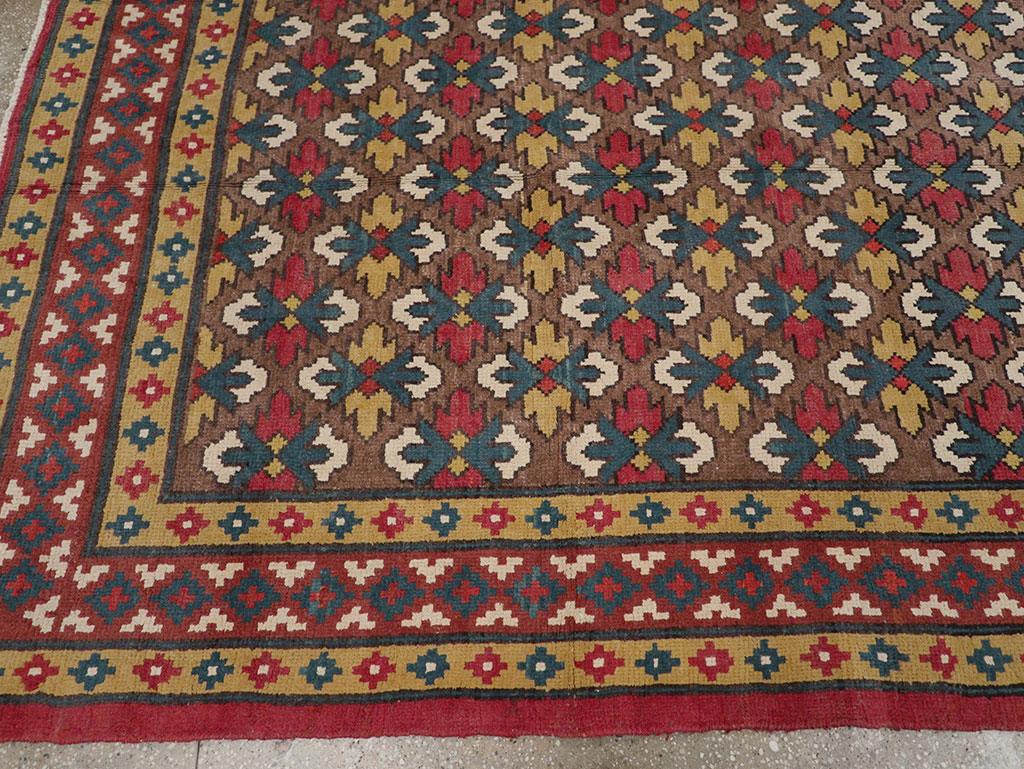 Vintage East Turkestan Samarkand Room Size Carpet, No.32169 - Staging