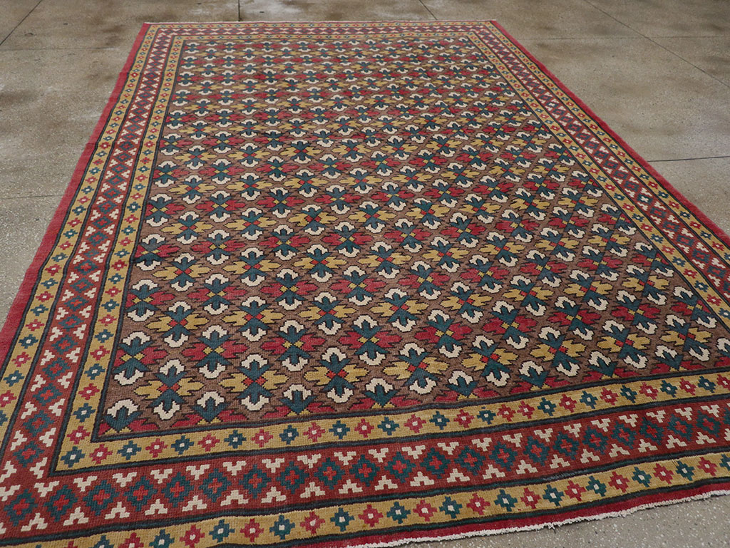 Vintage East Turkestan Samarkand Room Size Carpet, No.32169 - Staging