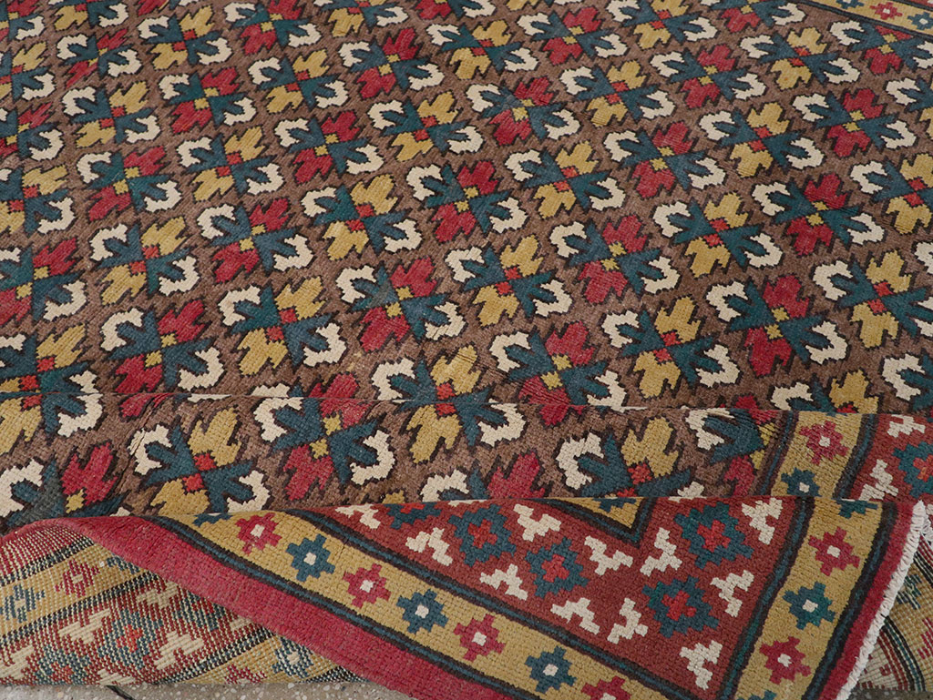 Vintage East Turkestan Samarkand Room Size Carpet, No.32169 - Staging