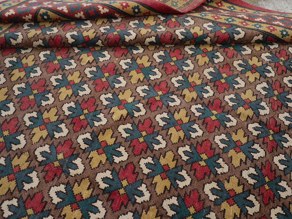 Vintage East Turkestan Samarkand Room Size Carpet, No.32169 - Staging