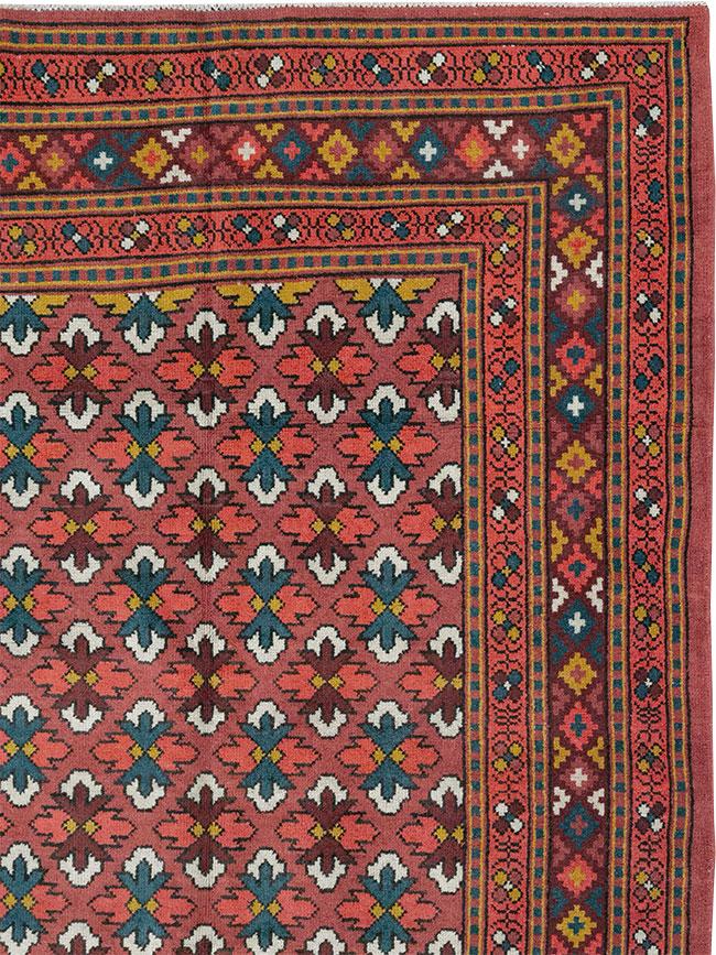 Vintage East Turkestan Samarkand Room Size Carpet, No.32170 - Staging