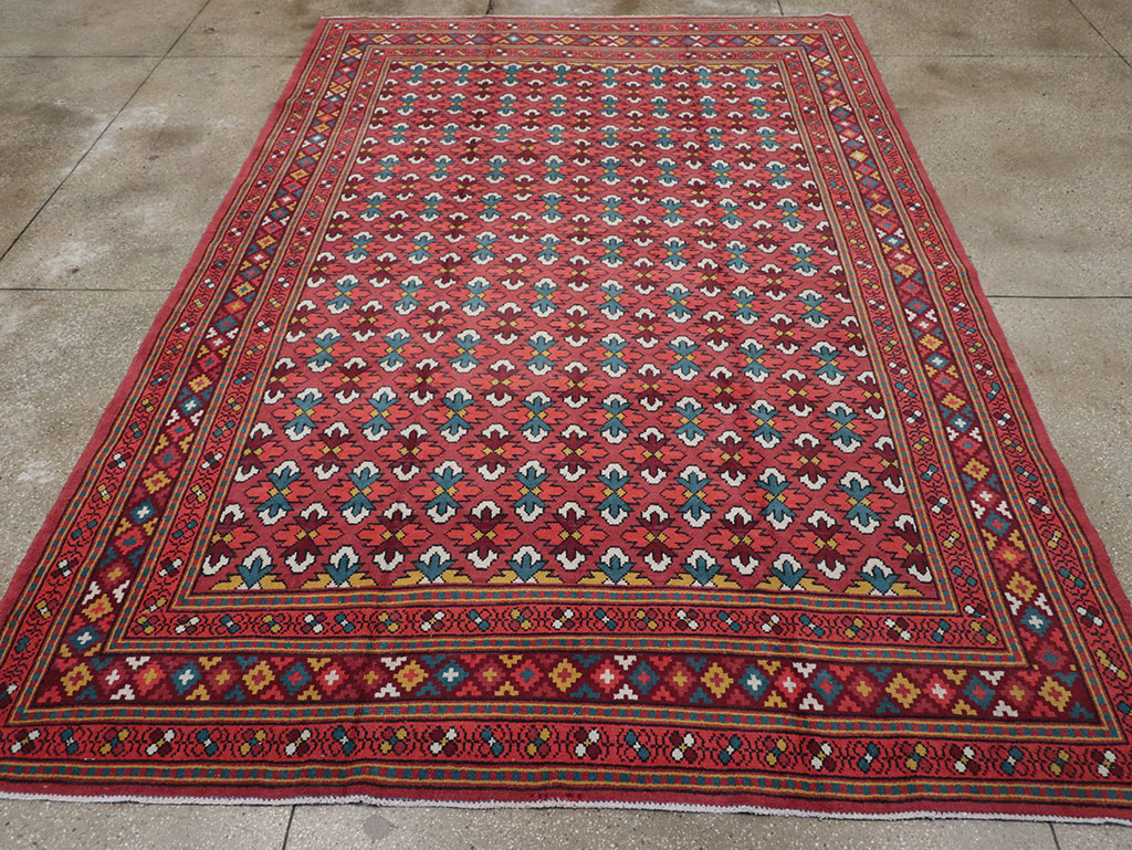 Vintage East Turkestan Samarkand Room Size Carpet, No.32170 - Staging