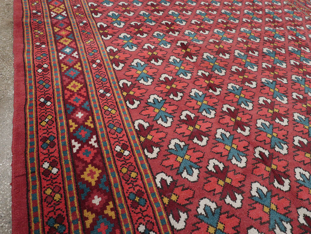 Vintage East Turkestan Samarkand Room Size Carpet, No.32170 - Staging