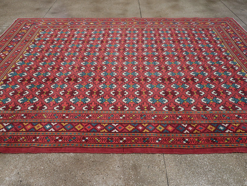 Vintage East Turkestan Samarkand Room Size Carpet, No.32170 - Staging