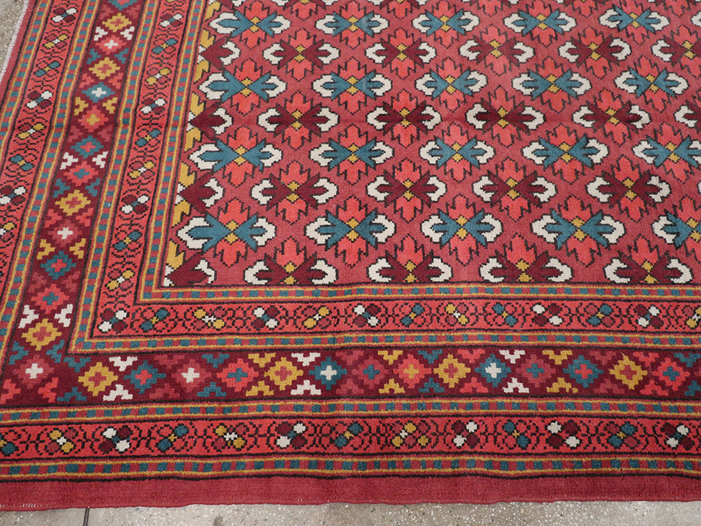 Vintage East Turkestan Samarkand Room Size Carpet, No.32170 - Staging