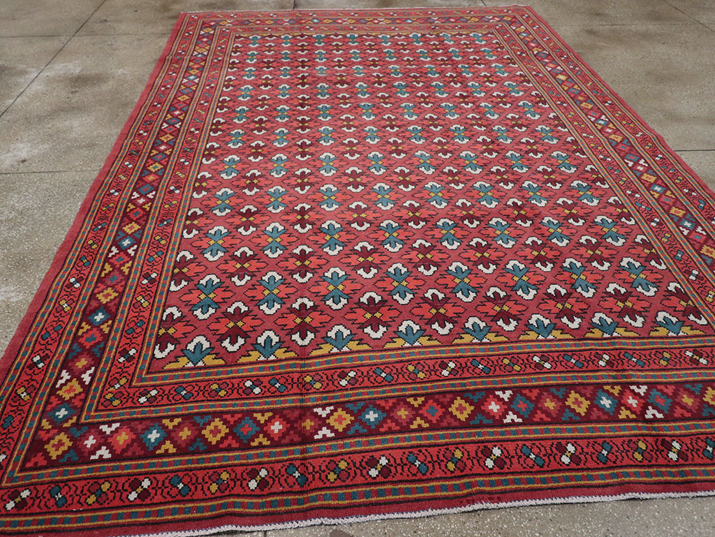 Vintage East Turkestan Samarkand Room Size Carpet, No.32170 - Staging