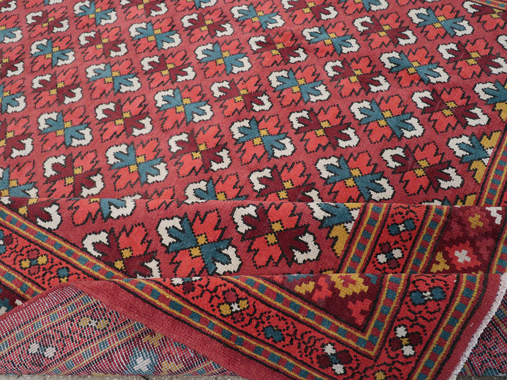 Vintage East Turkestan Samarkand Room Size Carpet, No.32170 - Staging