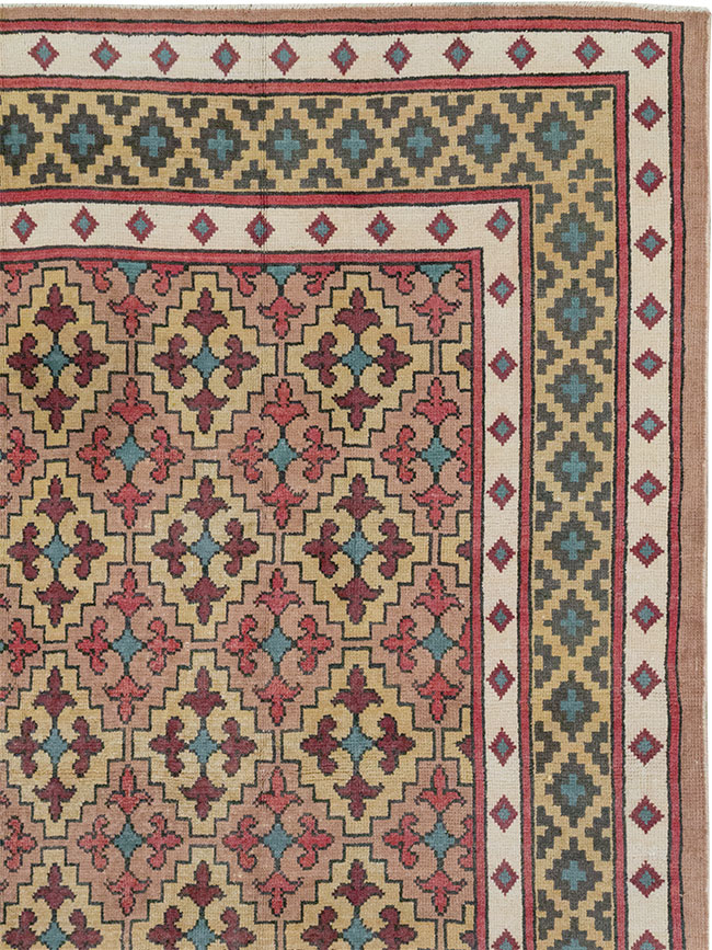 Vintage East Turkestan Samarkand Room Size Carpet, No.32171 - Staging