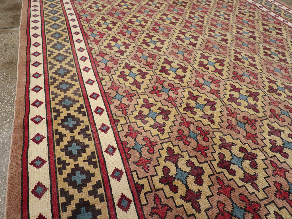 Vintage East Turkestan Samarkand Room Size Carpet, No.32171 - Staging