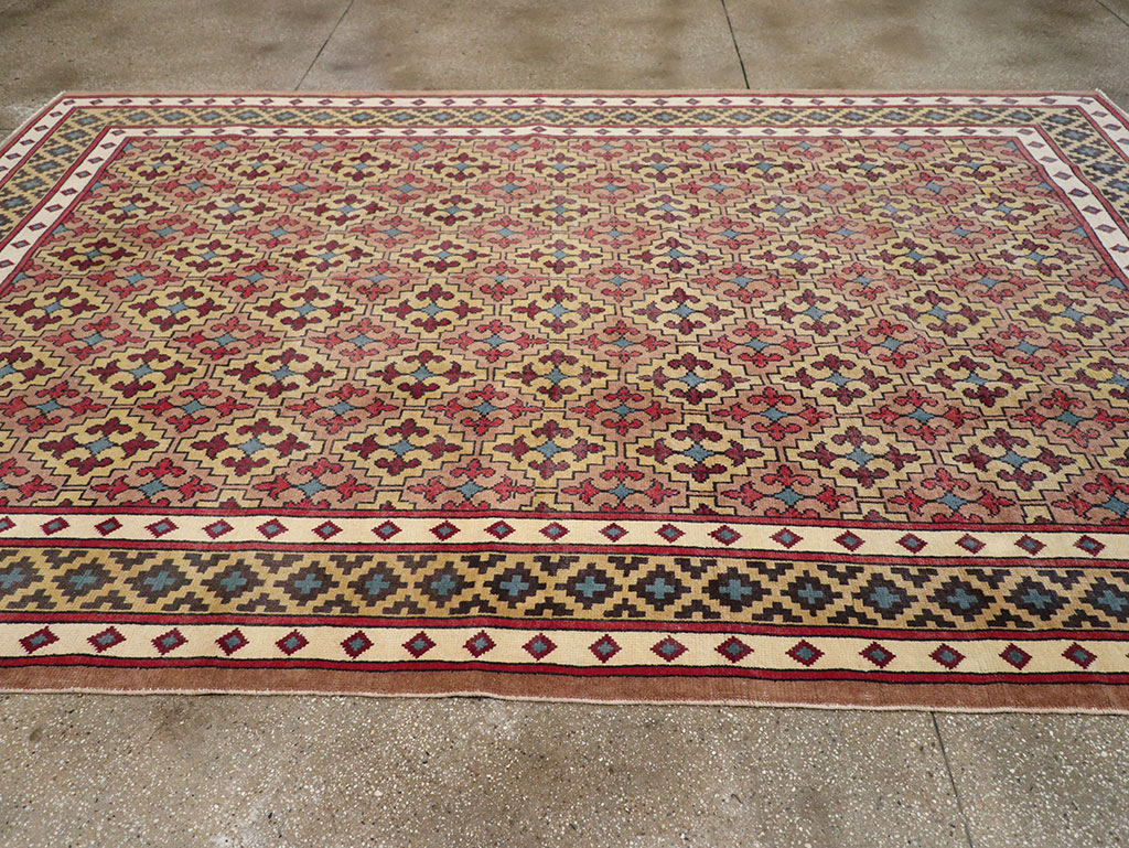 Vintage East Turkestan Samarkand Room Size Carpet, No.32171 - Staging