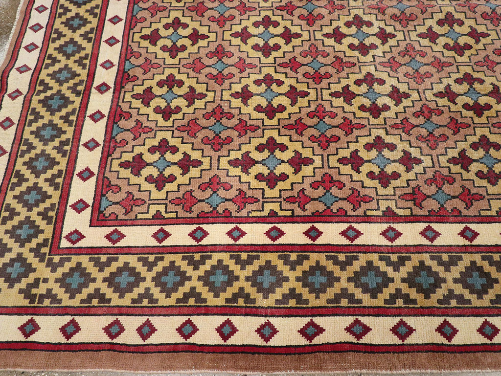 Vintage East Turkestan Samarkand Room Size Carpet, No.32171 - Staging