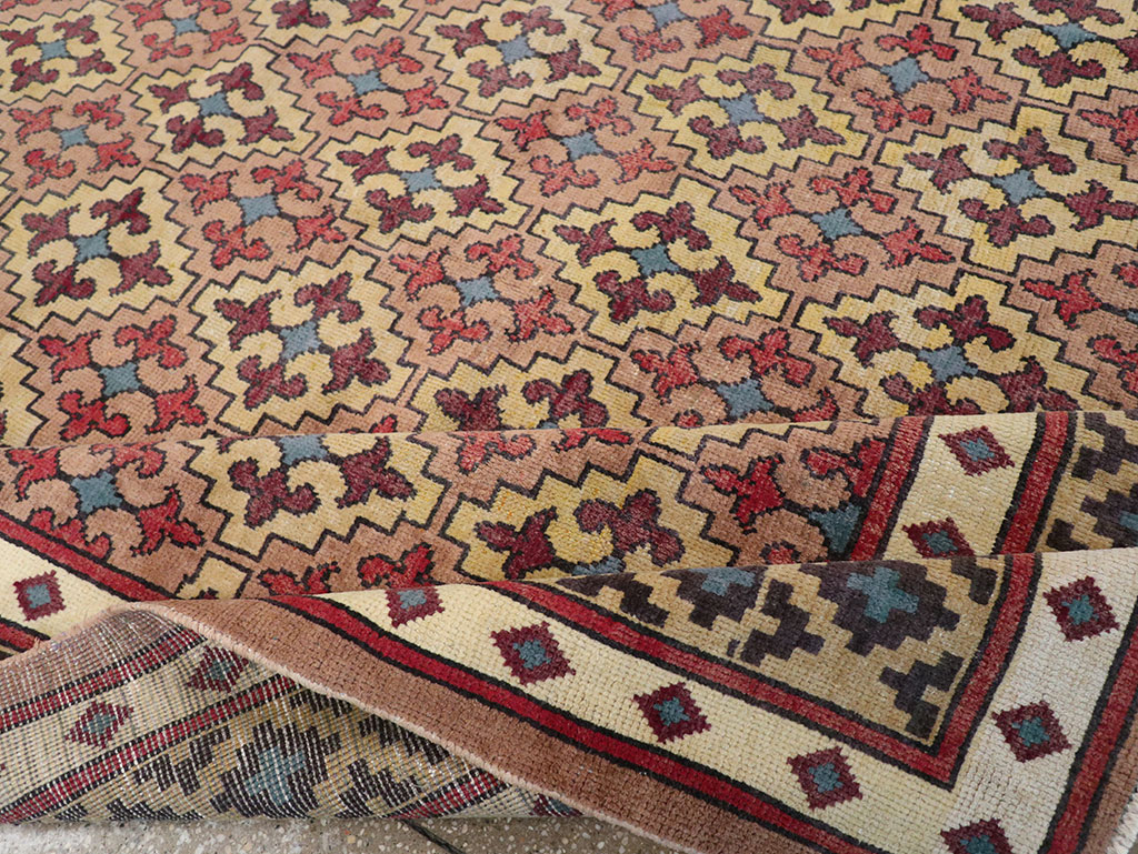 Vintage East Turkestan Samarkand Room Size Carpet, No.32171 - Staging