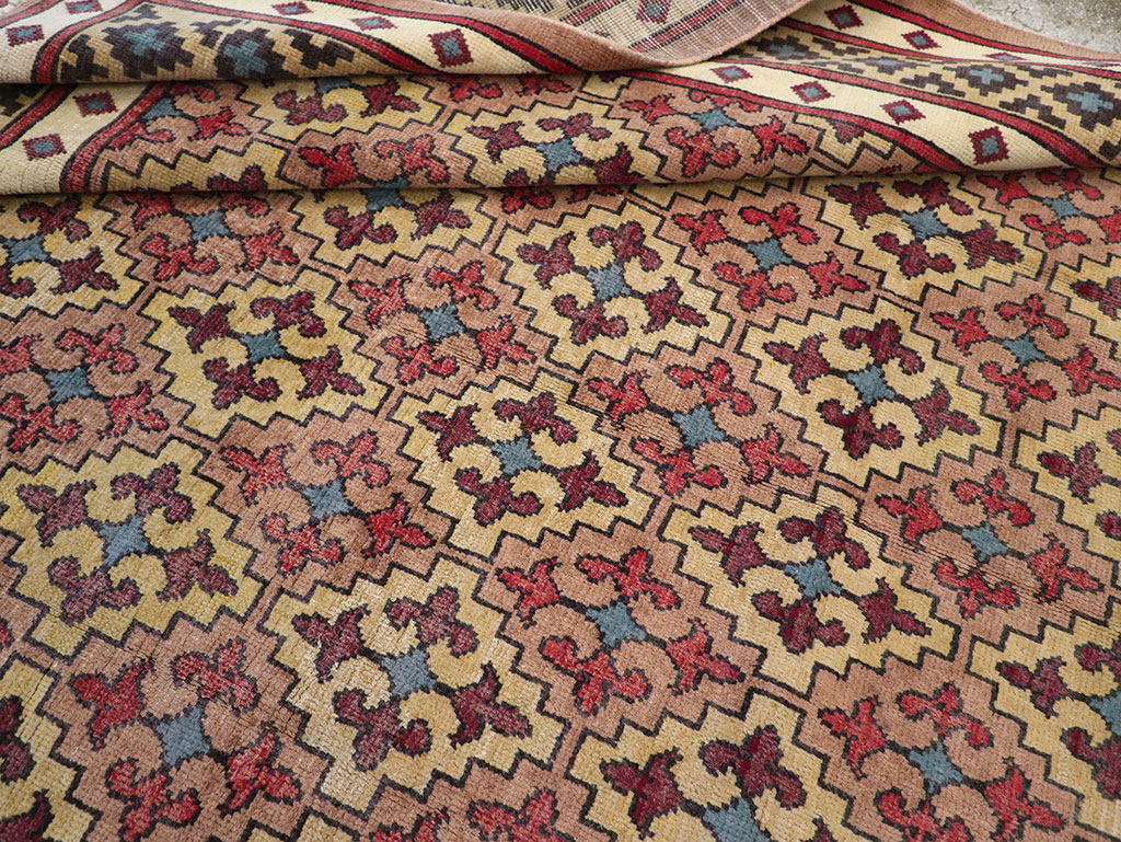 Vintage East Turkestan Samarkand Room Size Carpet, No.32171 - Staging