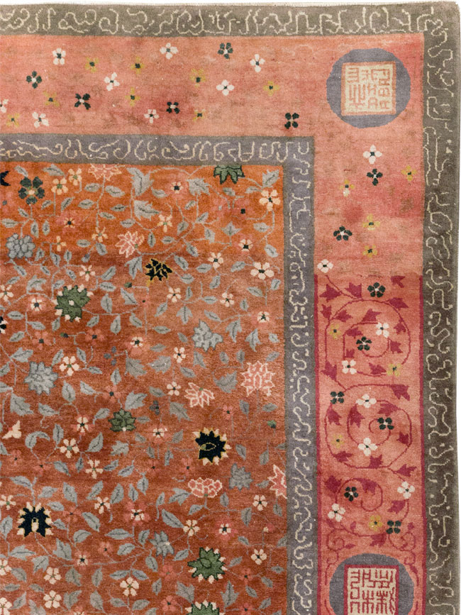 Vintage Mongolian Small Room Size Carpet, No.32172 - Staging