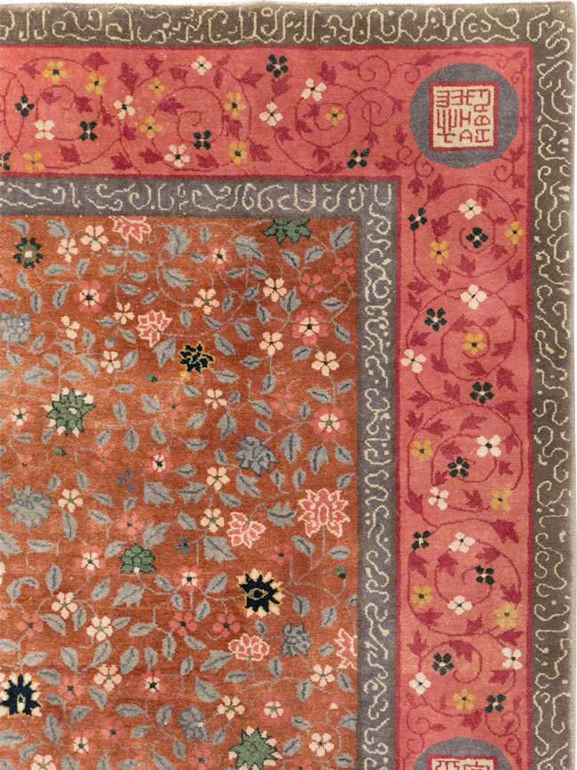 Vintage Mongolian Small Room Size Carpet, No.32172 - Staging