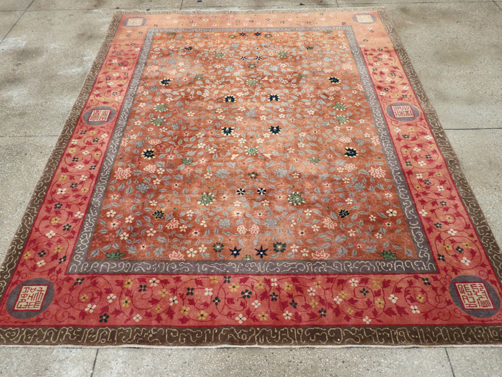 Vintage Mongolian Small Room Size Carpet, No.32172 - Staging