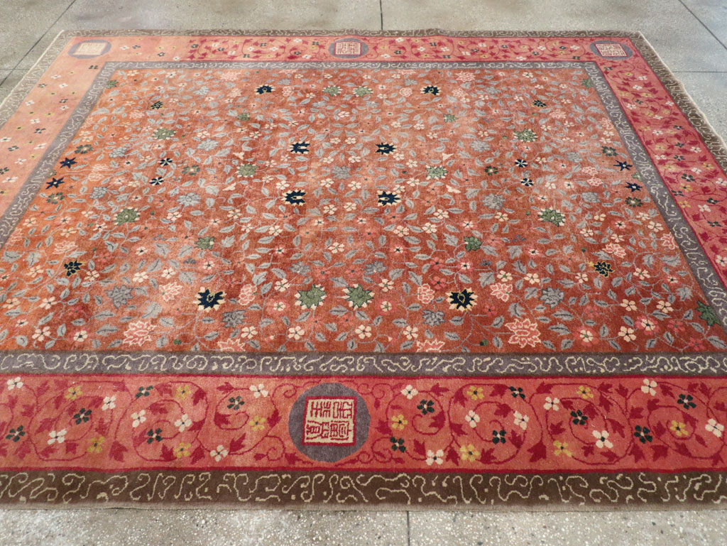 Vintage Mongolian Small Room Size Carpet, No.32172 - Staging