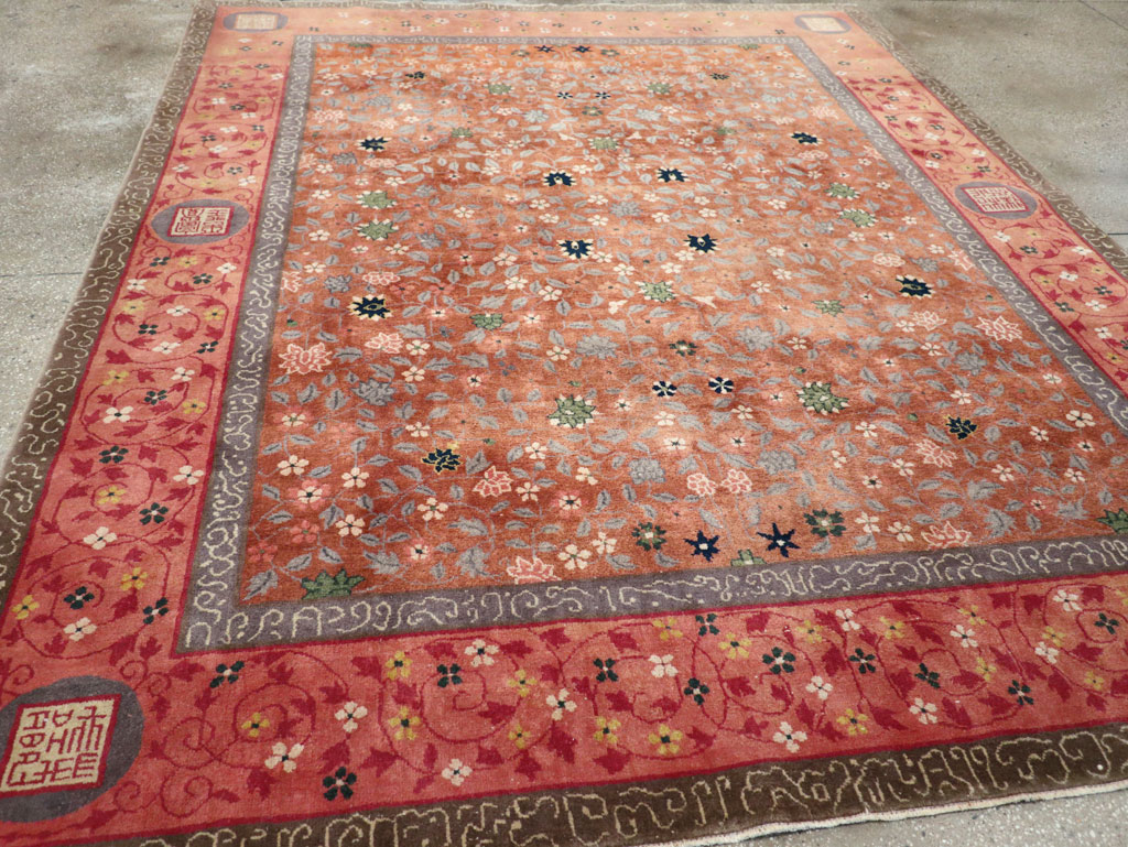 Vintage Mongolian Small Room Size Carpet, No.32172 - Staging