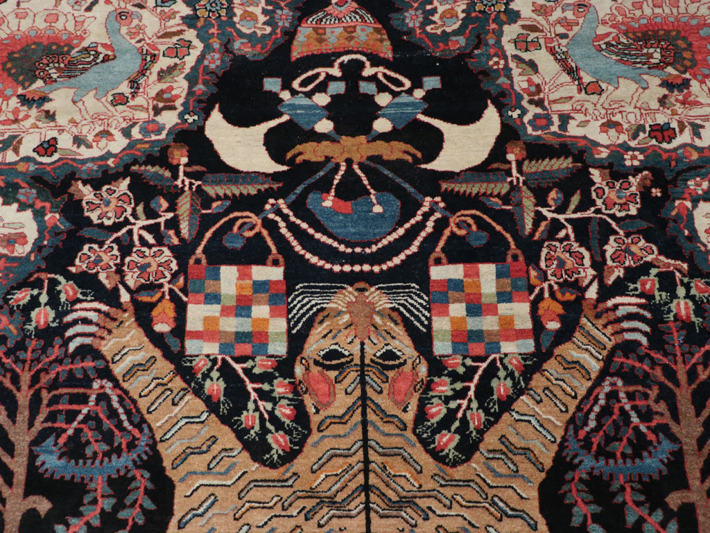 Antique Persian Sarouk Fereghan Pictorial Accent rug, No.32173 - Staging