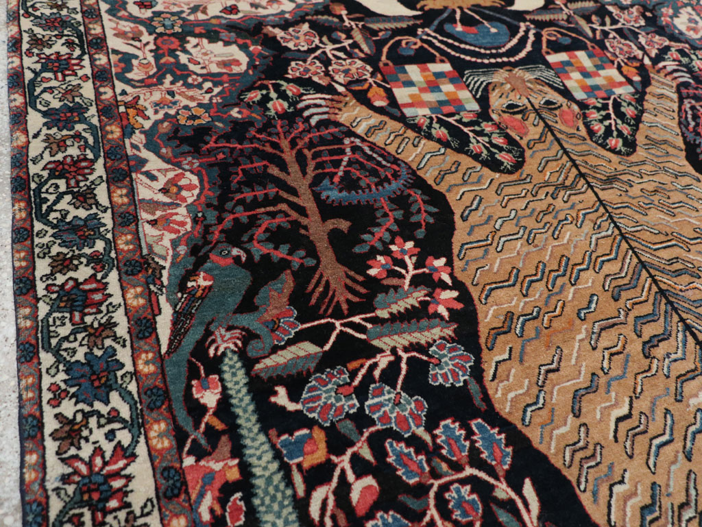 Antique Persian Sarouk Fereghan Pictorial Accent rug, No.32173 - Staging