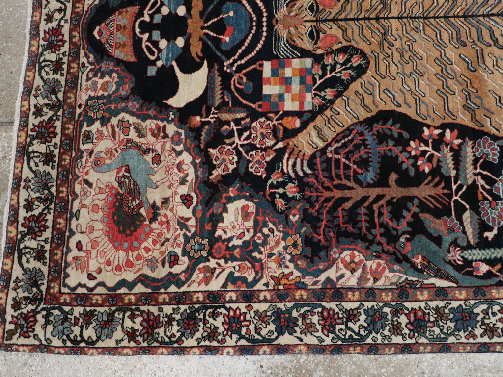Antique Persian Sarouk Fereghan Pictorial Accent rug, No.32173 - Staging