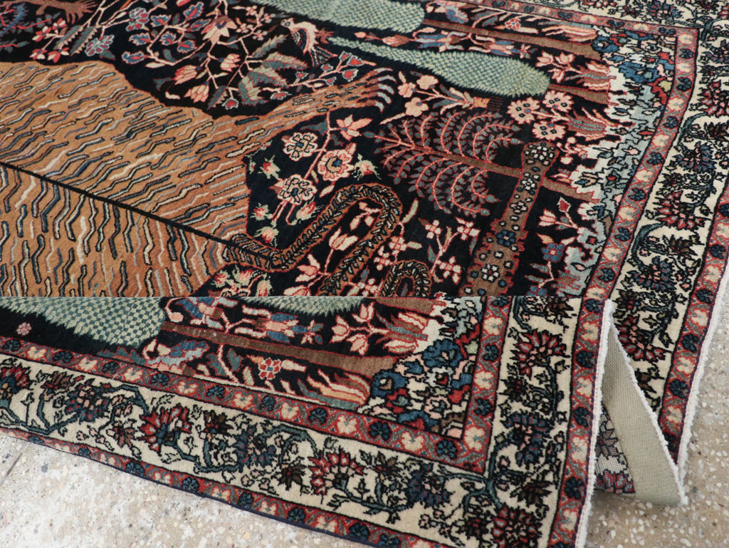 Antique Persian Sarouk Fereghan Pictorial Accent rug, No.32173 - Staging