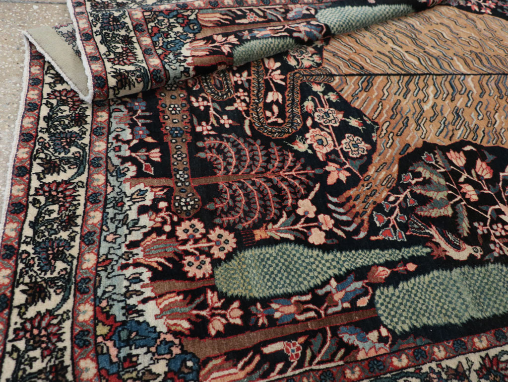 Antique Persian Sarouk Fereghan Pictorial Accent rug, No.32173 - Staging