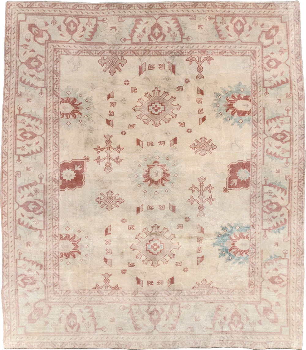 Vintage Turkish Oushak Small Room Size Carpet, No.32177 - Staging