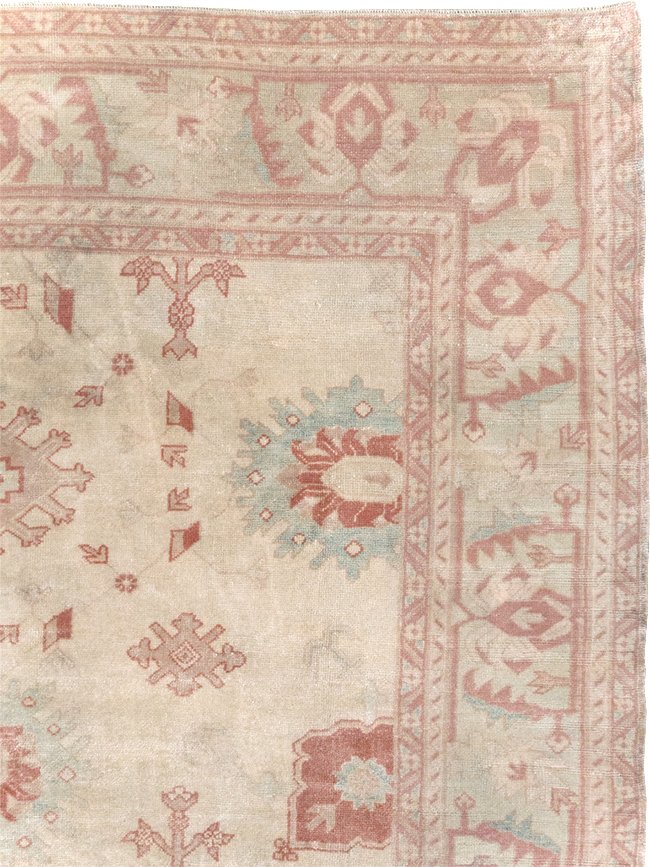 Vintage Turkish Oushak Small Room Size Carpet, No.32177 - Staging