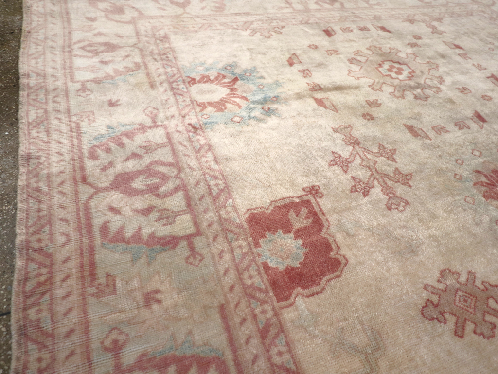 Vintage Turkish Oushak Small Room Size Carpet, No.32177 - Staging