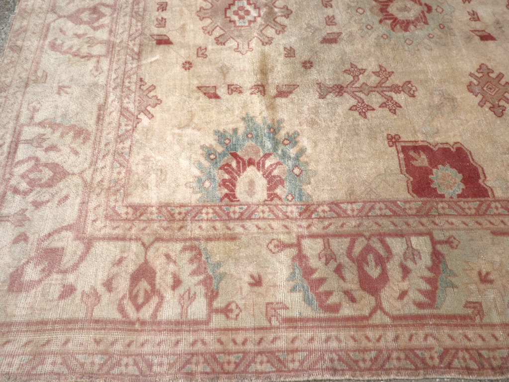 Vintage Turkish Oushak Small Room Size Carpet, No.32177 - Staging