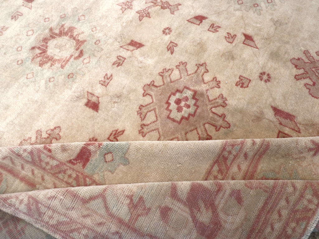 Vintage Turkish Oushak Small Room Size Carpet, No.32177 - Staging