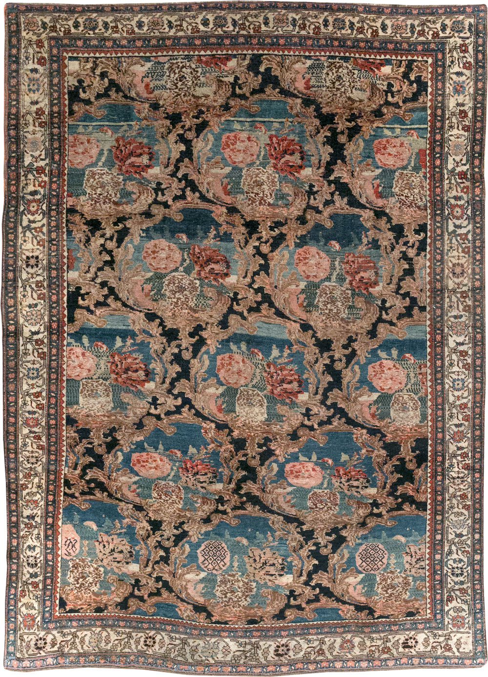 Antique Persian Bidjar Small Room Size Carpet, No.32178 - Staging