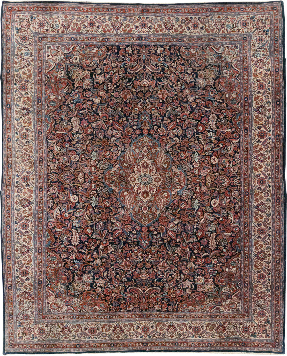 Vintage Persian Qazvin Small Room Size Carpet, No.32179 - Staging